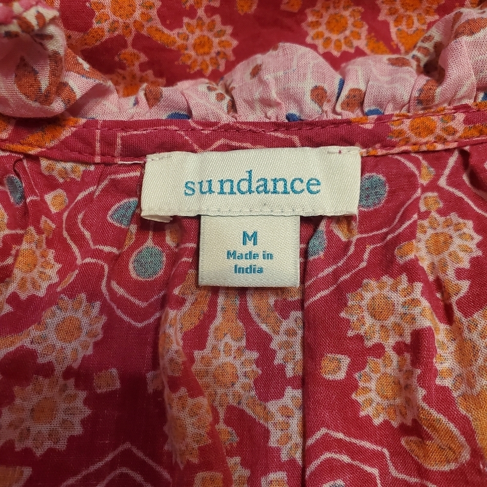 Sundance Women's Boho Ruffle Sleeve V-Neck Sleeveless Cotton Blouse M - Picture 4 of 5